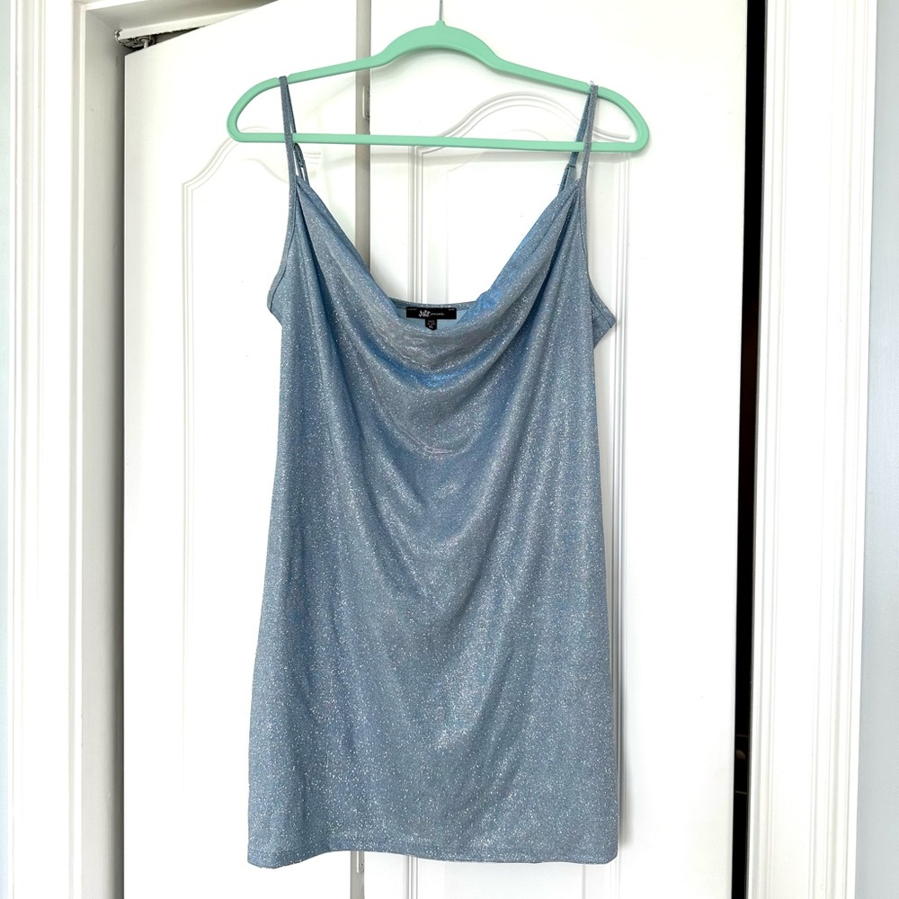 Shimmer Short Blue Dress, Size XL